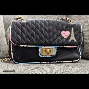 Karl Lagerfeld Agyness Leather Shoulder Bag Black Quilted